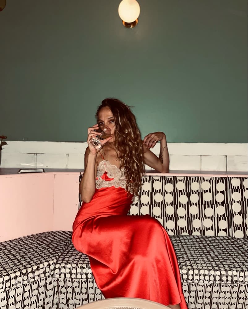 Vintage Slip Dress, Strawberry Red - Image 2