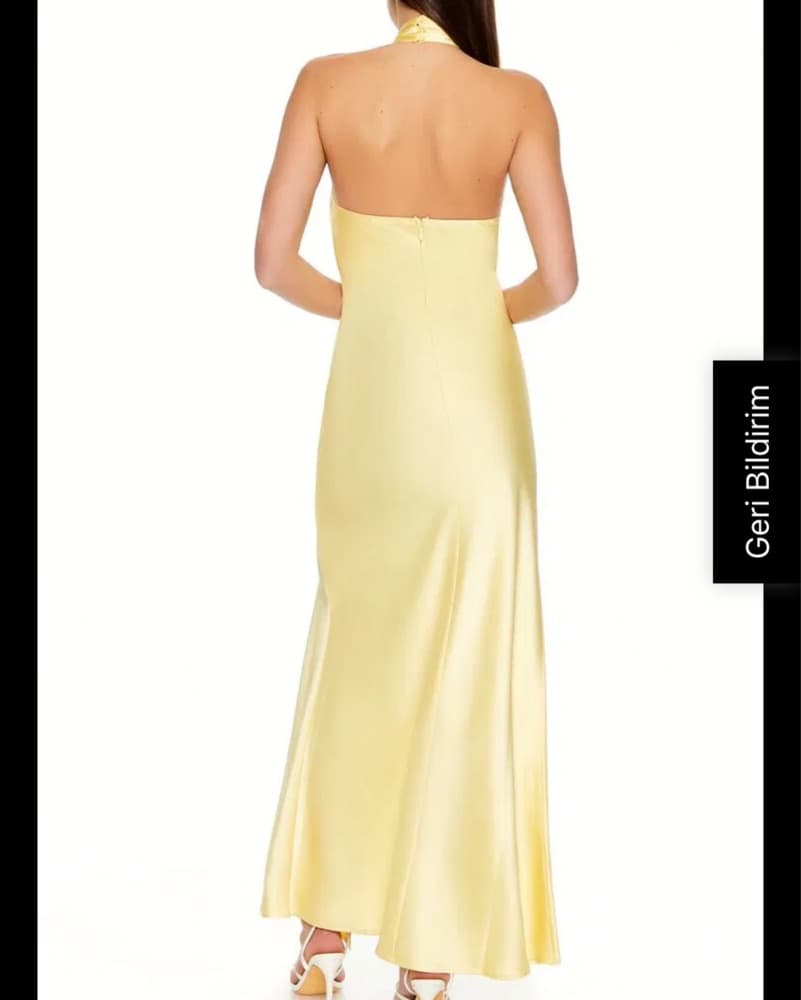 Yellow Satin Halter Dress - Image 2