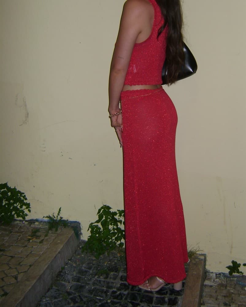 Red Matching Skirt Set Sparkly - Image 2