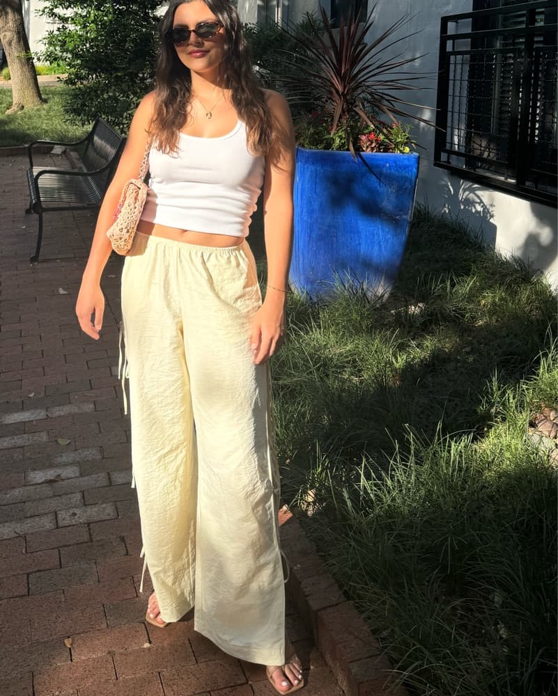 Zara Pale Yellow Tie Pants - Image 1