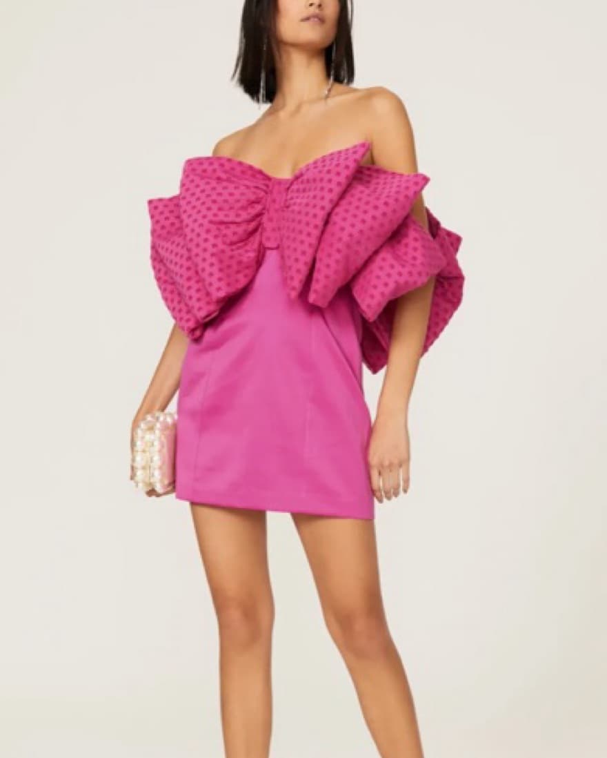 ROTATE Birger Christensen Pink Bow Dress - Image 1