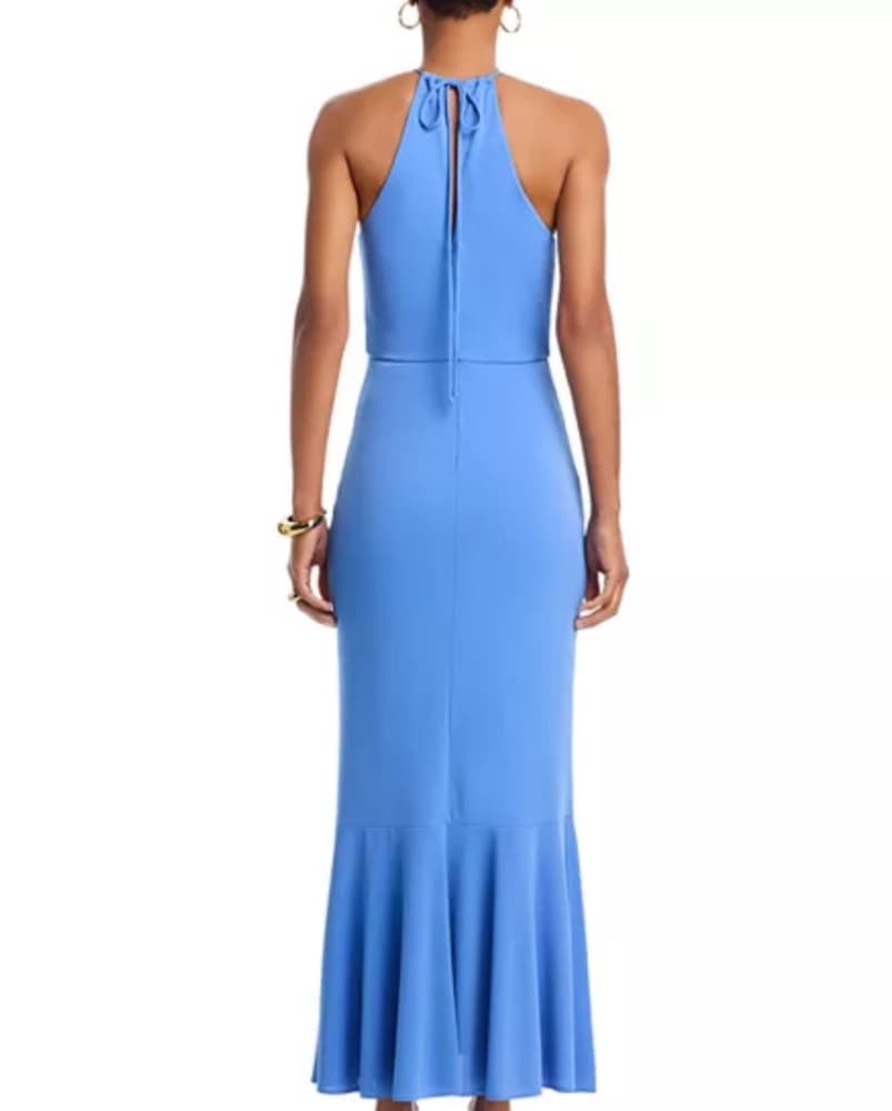 Elegant Blue Halter Maxi Dress - Image 3