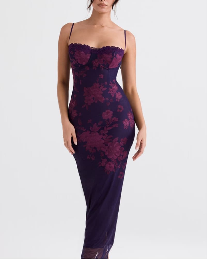 House of CB purple floral dress - Image 2