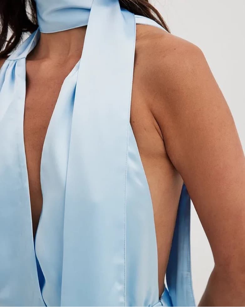 Light Blue Scarf Tie Dress  - Image 3