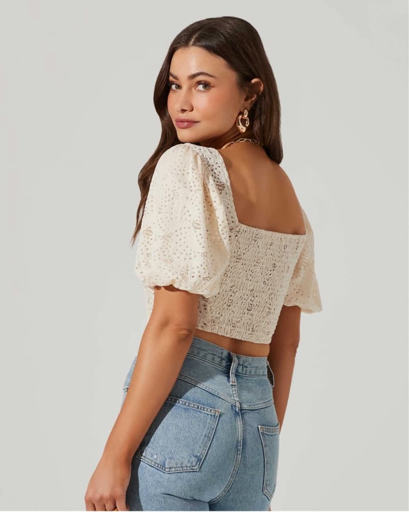 Eyelet Square Balloon Sleeve Bustier - Image 4