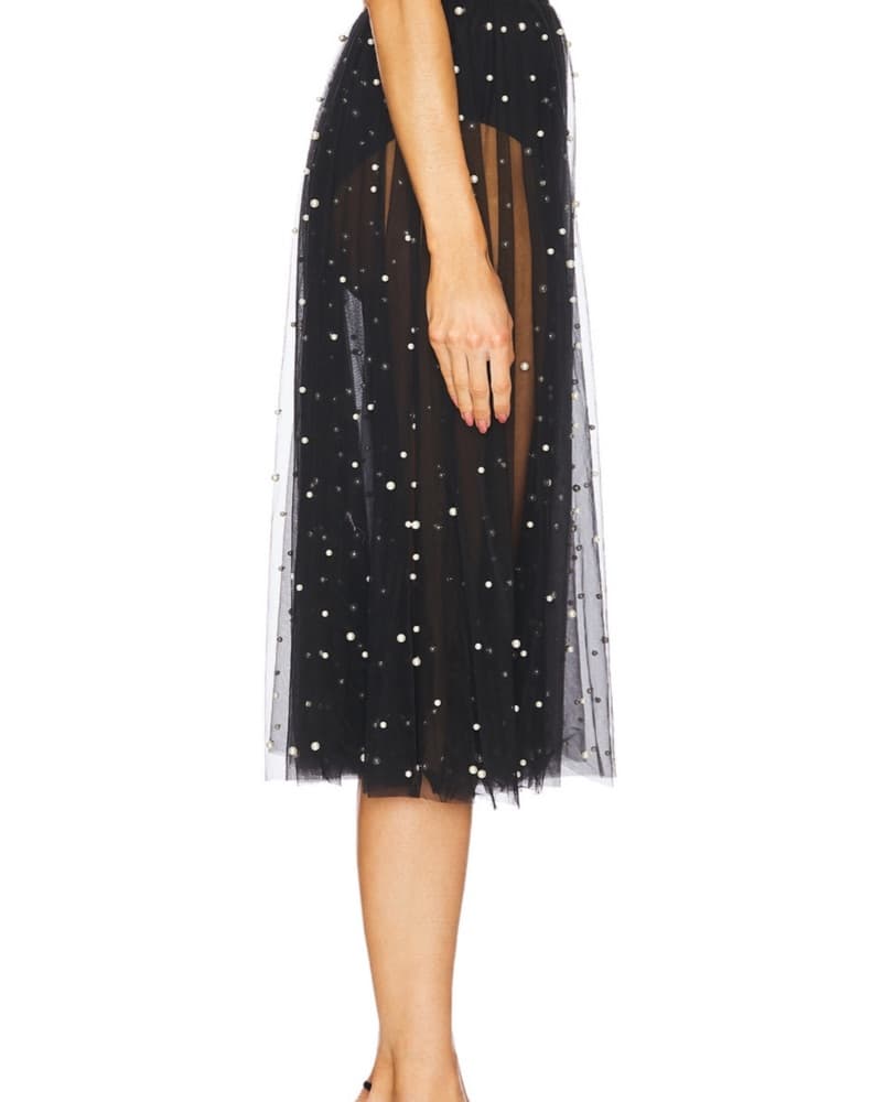 Nadine Merabi Mesh Full Skirt in Black - Image 5