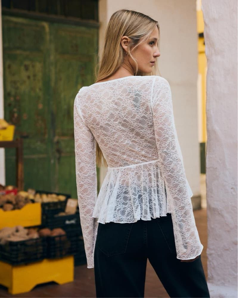 Bershka LACE FRILL T-SHIRT - Image 3