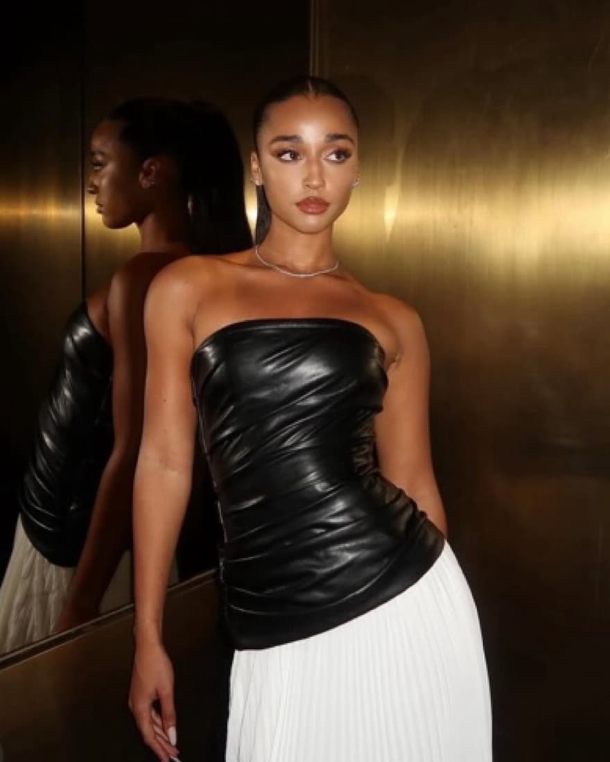 Simkhai Leather & Pleated Dress - Image 2