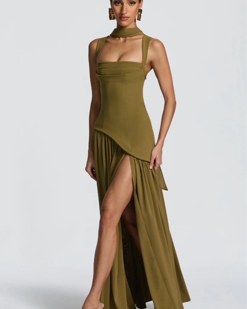 Tullulah Maxi Dress : Deep Olive {M} - Image 2
