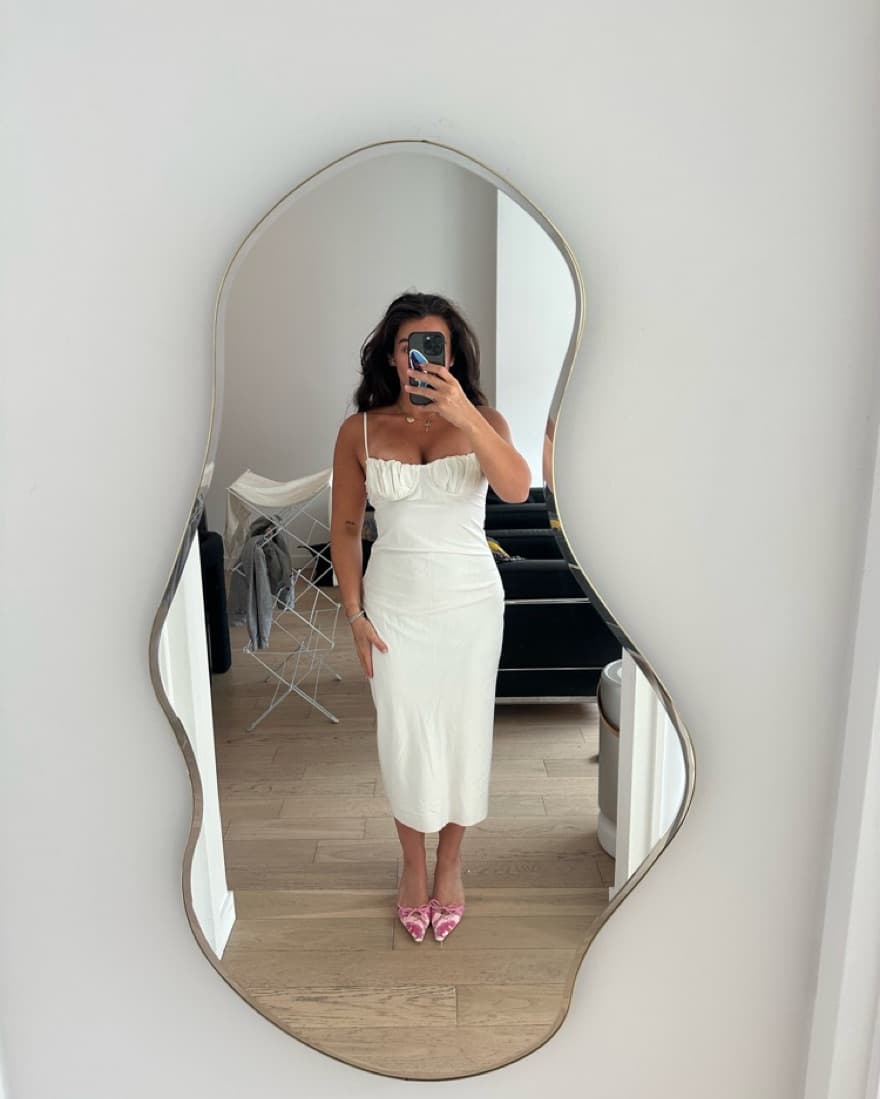 White Midi Dress w/Cup Detailing - Image 1