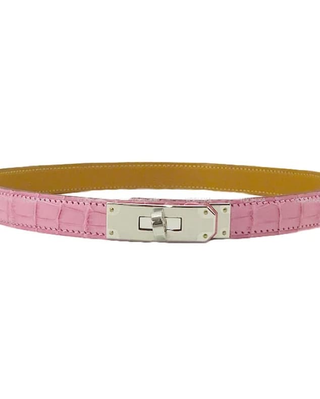 Hermes Kelly 18 Belt Pink Alligator - Image 2