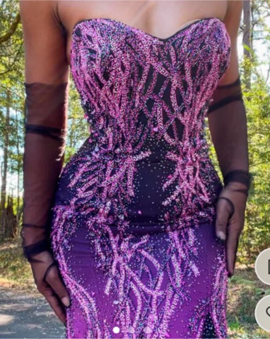 Vintage Y2K Fuchsia/Black Beaded Formal - Image 3