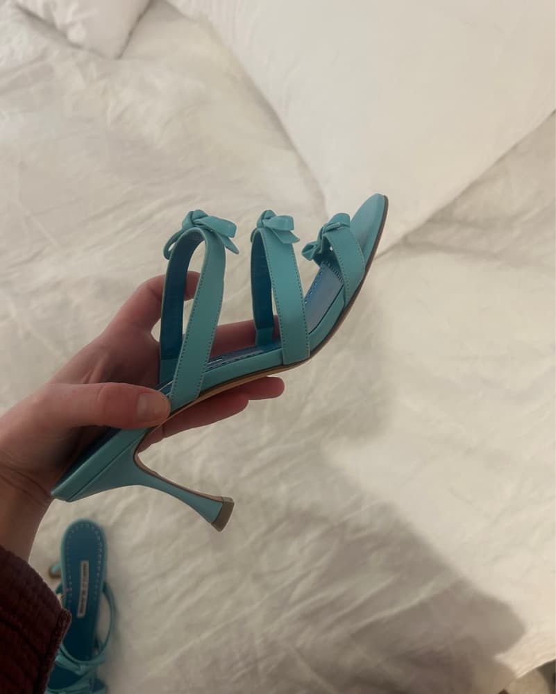 Manolo Blahnik Blue Heel Sandals - Image 4