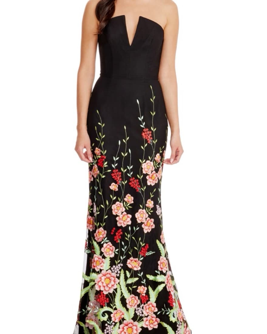 Floral Embroidered Strapless Gown - Image 2