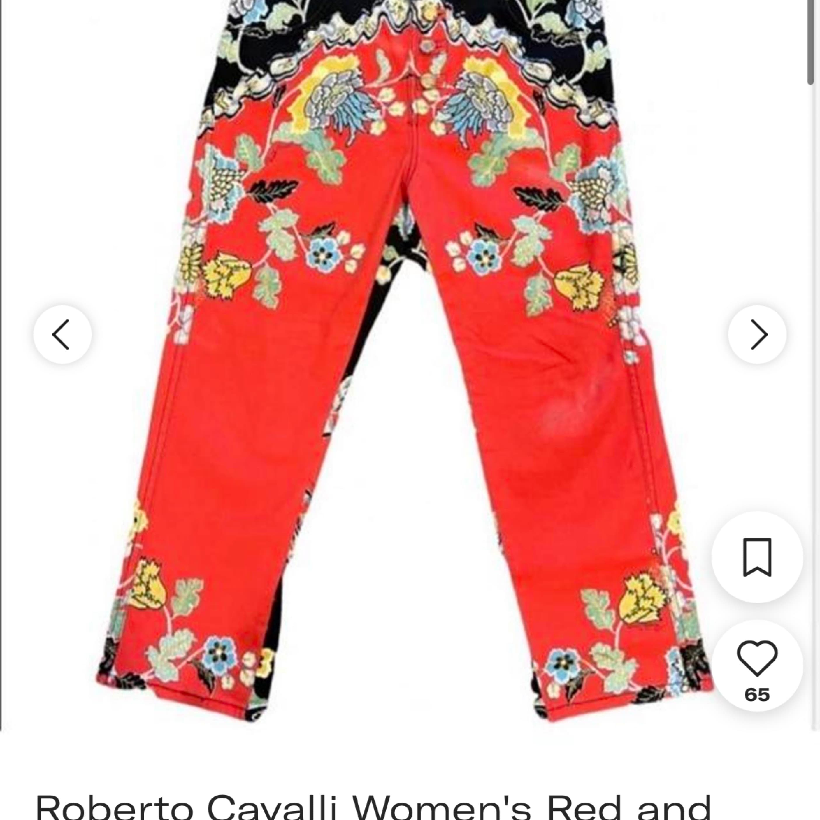 Roberto Cavalli Red And Black Pants - Image 1