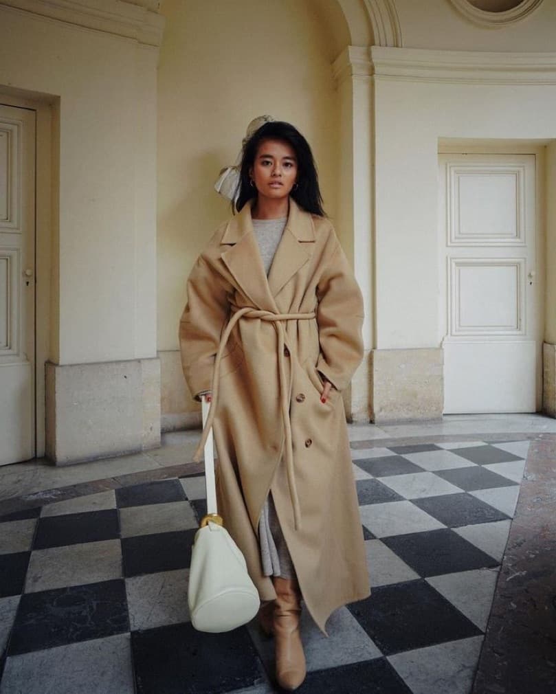 Nanushka Beige Belted Wool Coat - Image 1