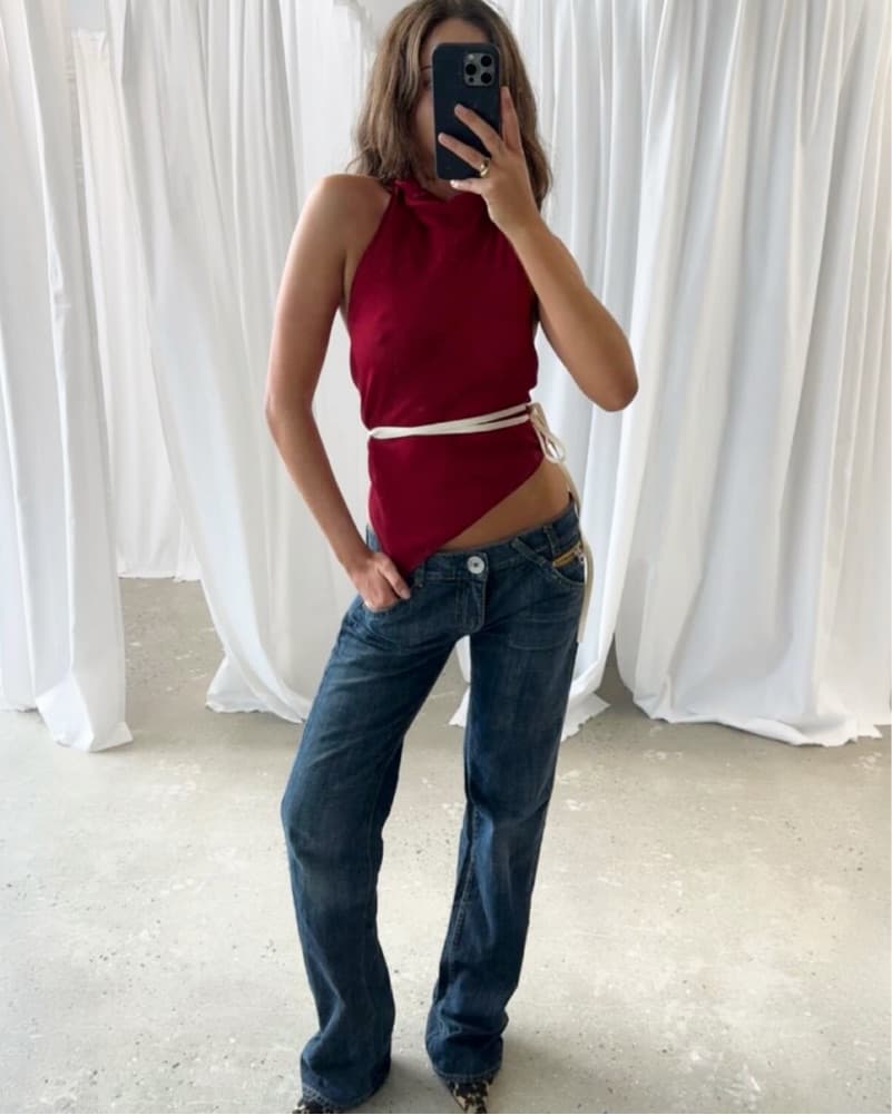 Tae Park Red Wrap Top  - Image 1