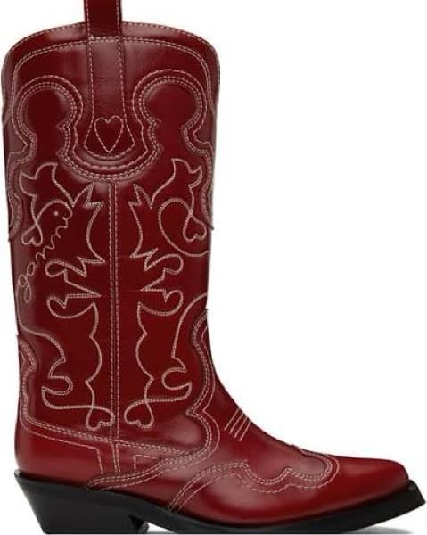 Red Ganni Cowboy Boots - Image 1
