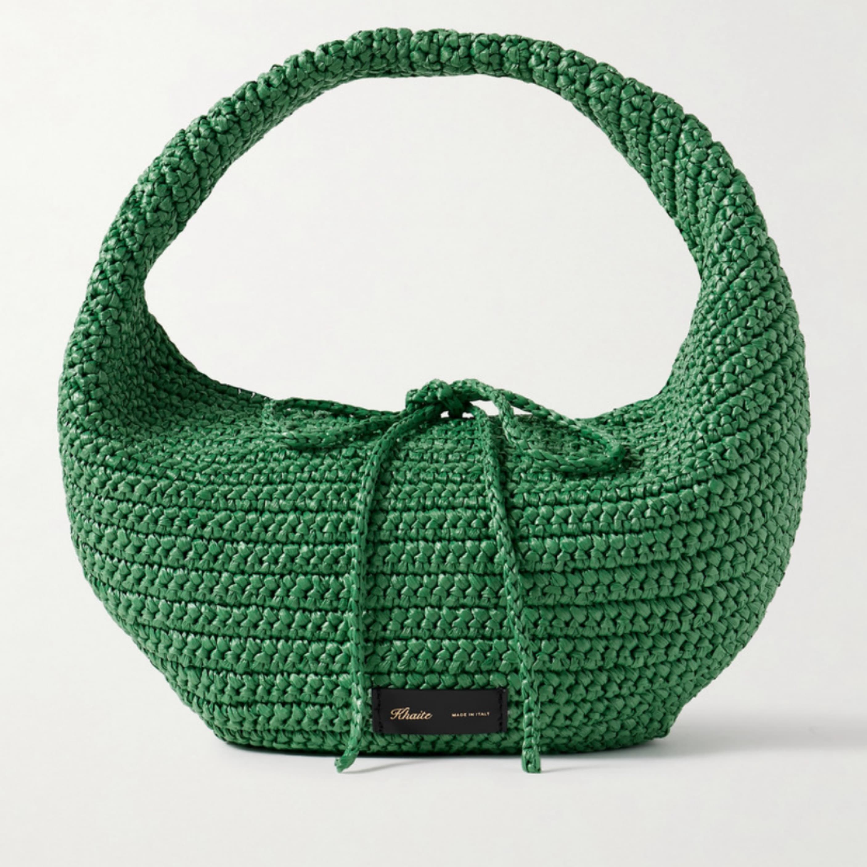 Khaite Raffia Olivia hobo Hand Bag In Green  - Image 2