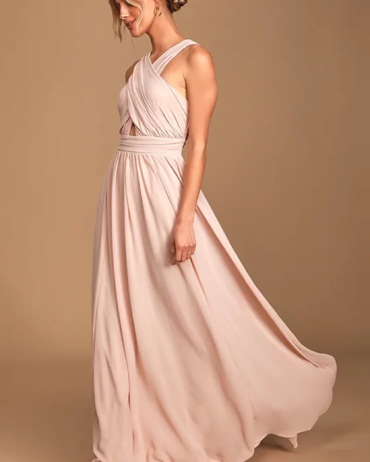Blush Pink Halter Maxi Formal  - Image 1