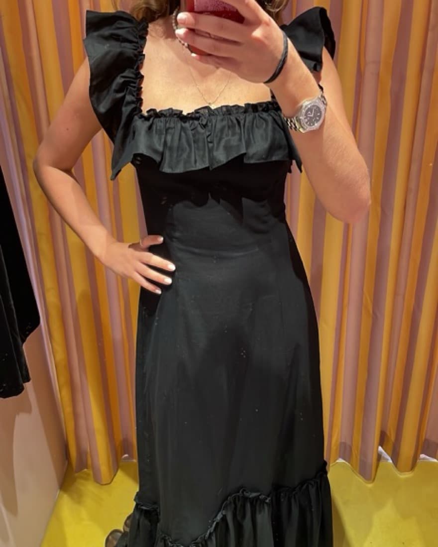 Black Rixo Ruffle Sleeve Dress - Image 1