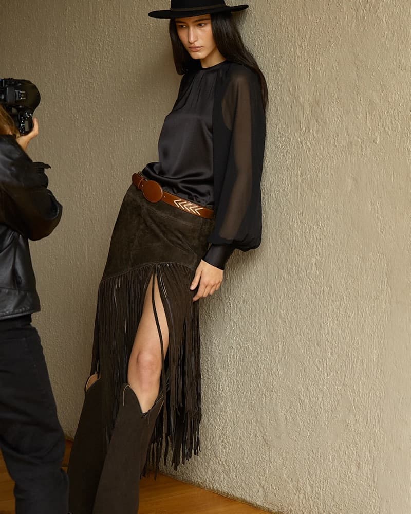 Suede Fringe Skirt - Image 1
