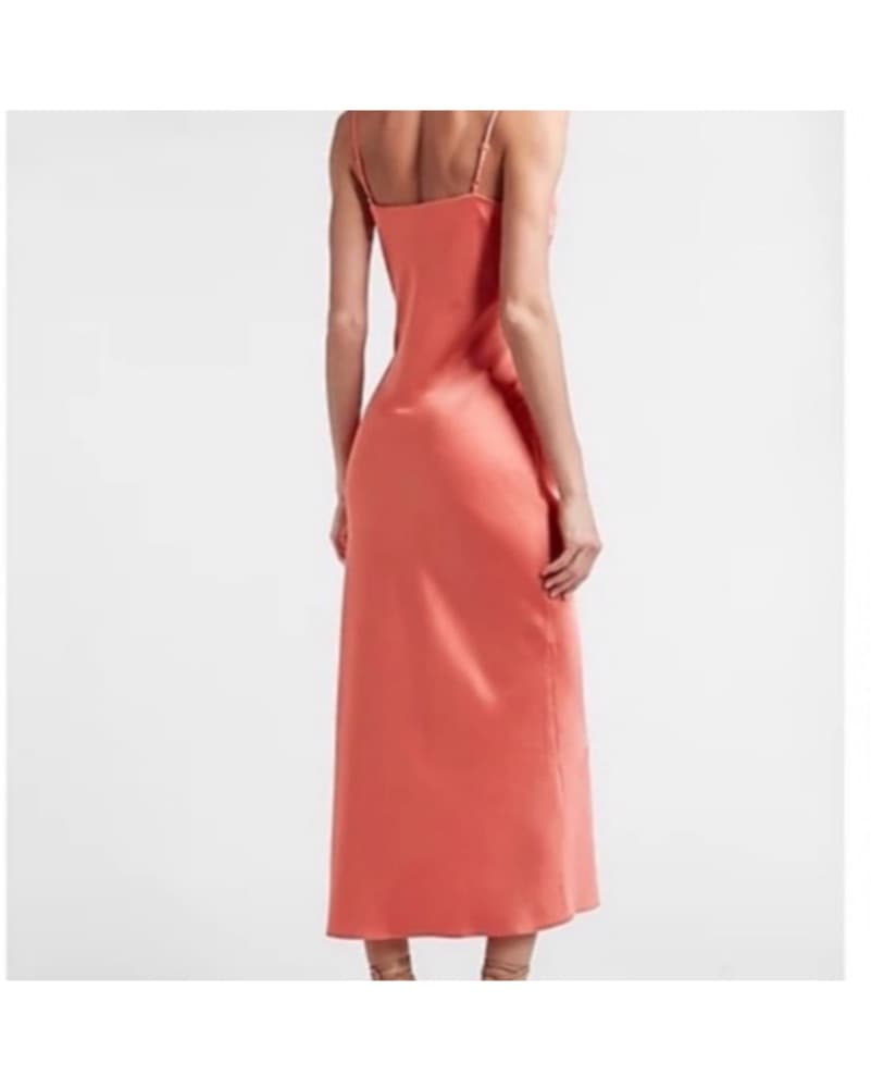 Express Coral Satin Dress - Image 2