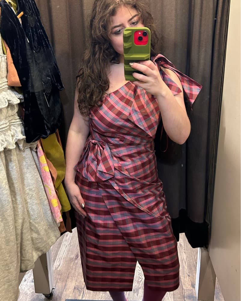 J Crew Plaid One Shoulder dress - Image 5