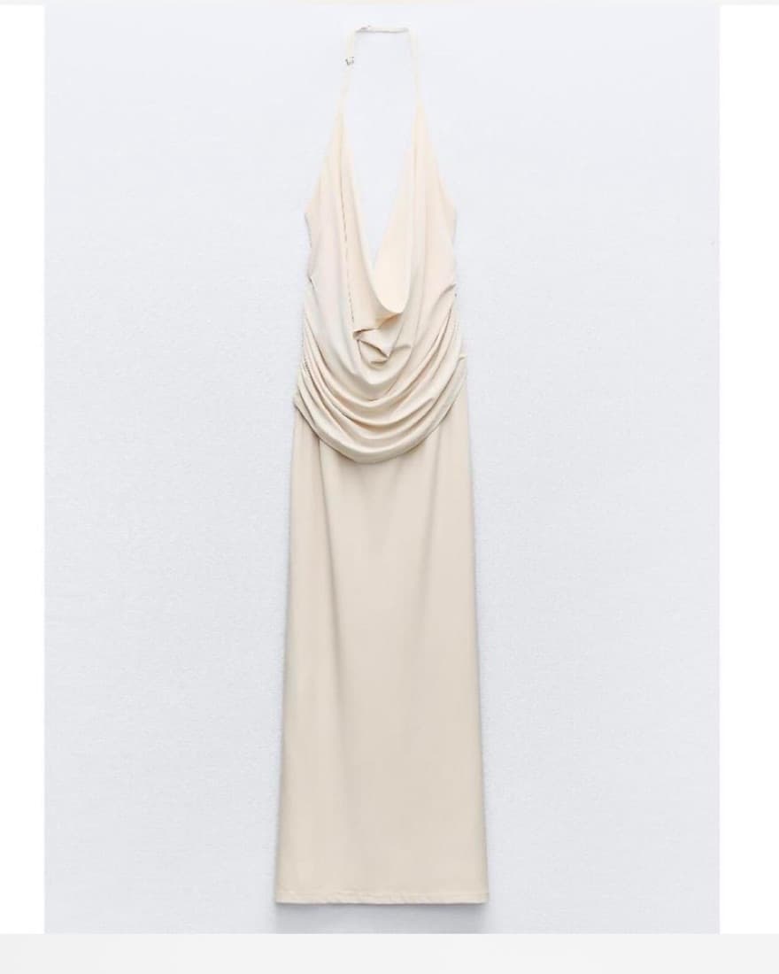 Zara Cream Halter Neck Dress  - Image 1