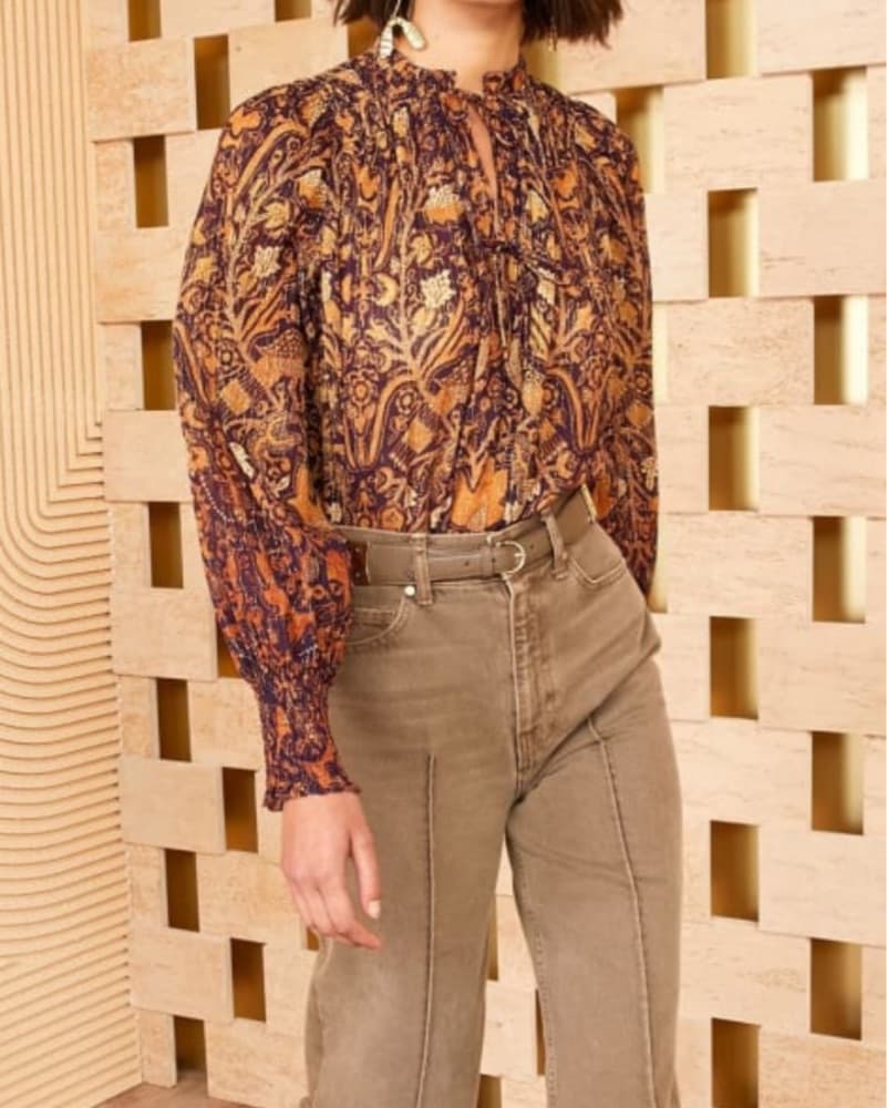 Ida Smocked Cotton Blend Blouse - Image 2