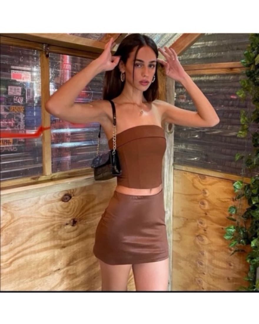 With Jean Miles Mini Skirt in Chocolate - Image 1