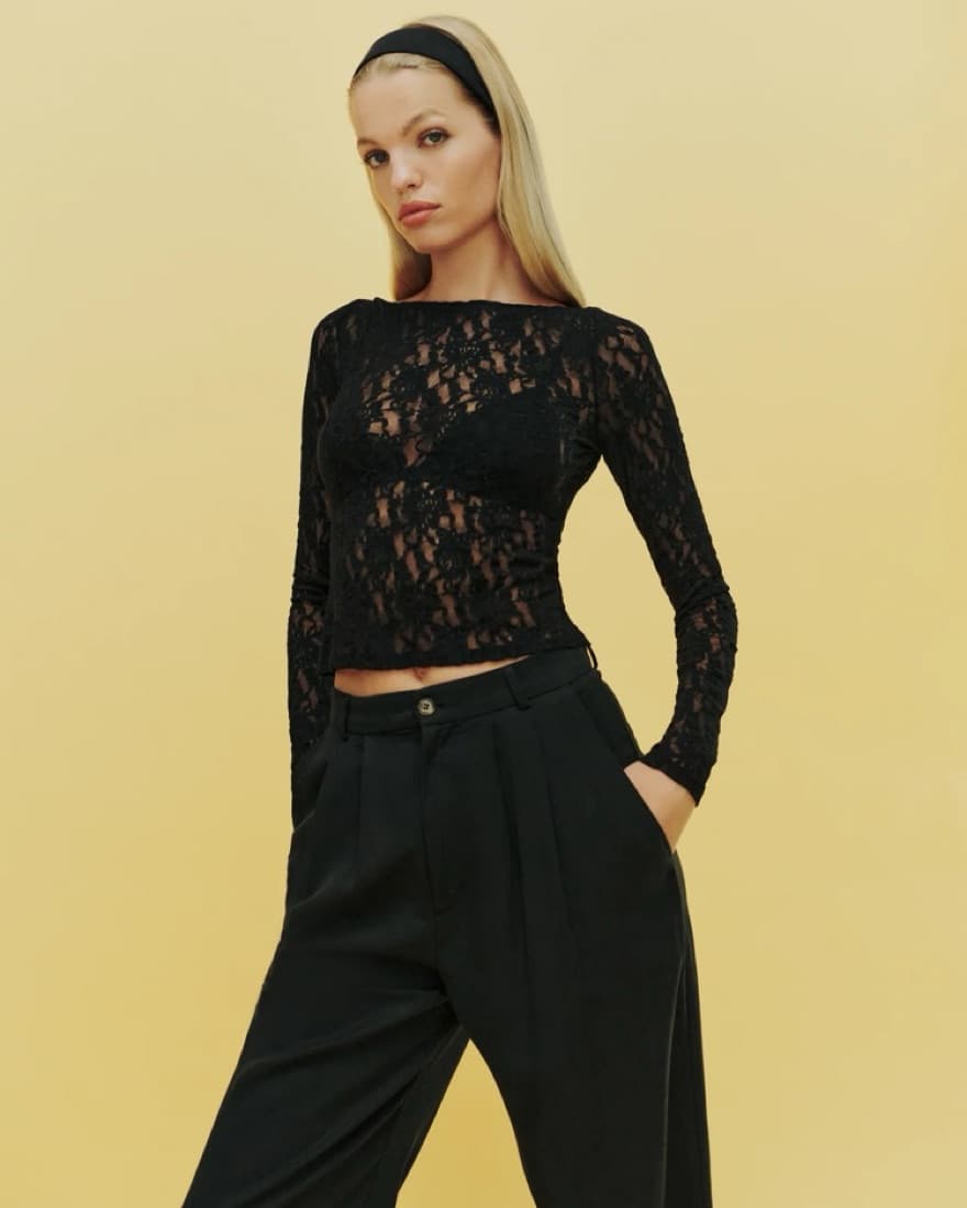 Reformation Adriano Lace Knit Top - Image 1
