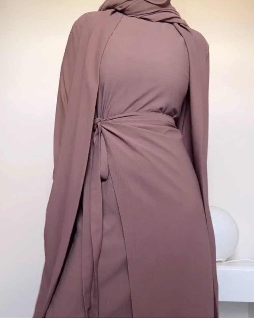 Abaya Dress waist wrap Brown - Image 2