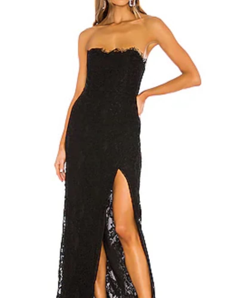 Black Strapless Lace Gown - Image 1