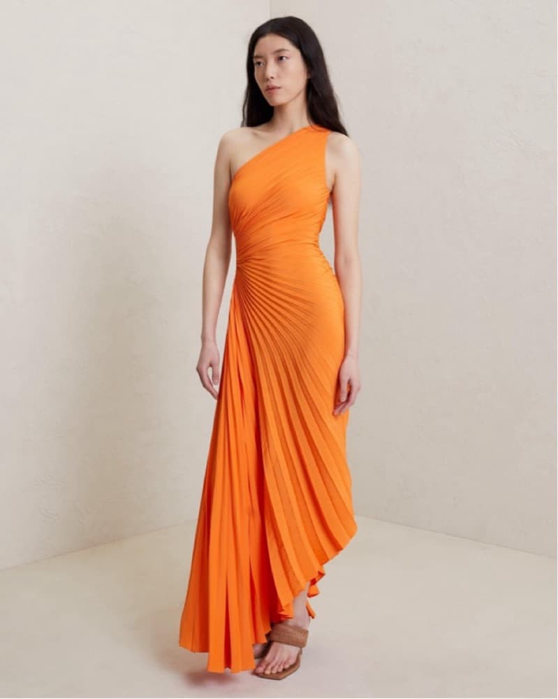 ALC Delfina Satin Pleated Dress - Image 2