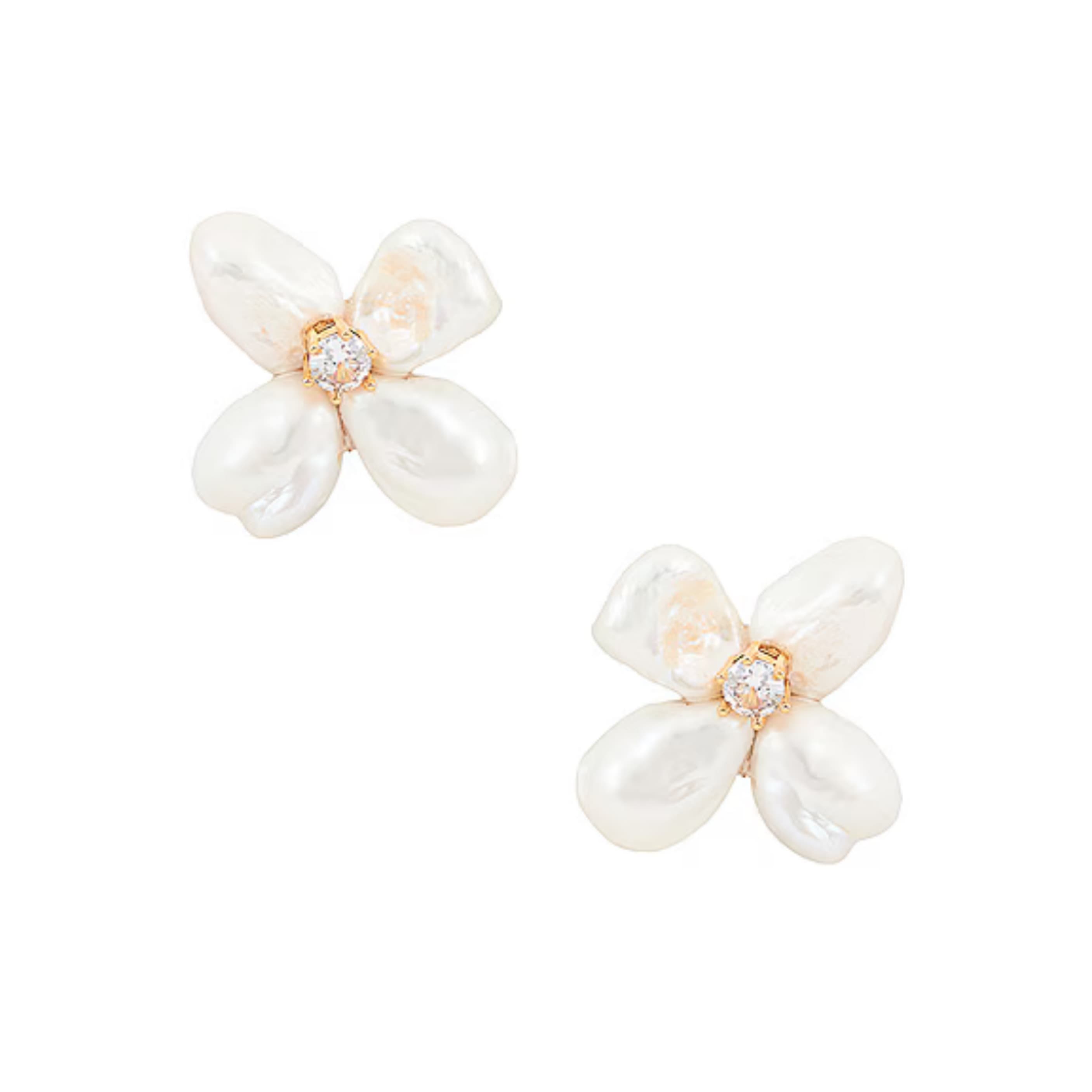 Shashi Pearl Flower Earrings - Image 2