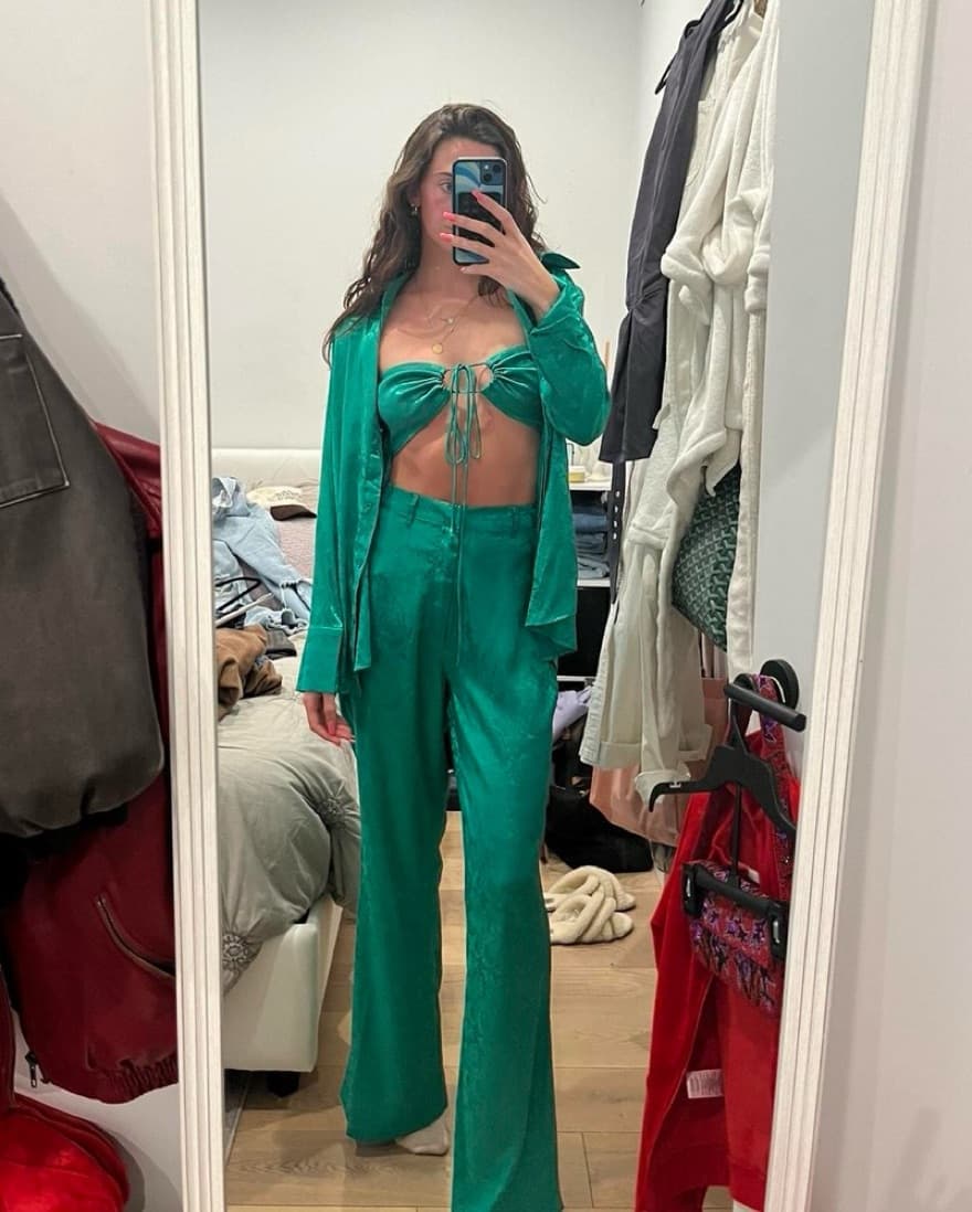 3 Piece Green Satin Set - Good Nye Fit  - Image 1