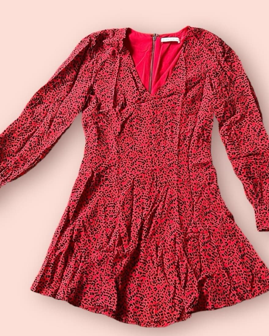 ALICE & OLIVIA LEOPARD RED MINI DRESS - Image 3