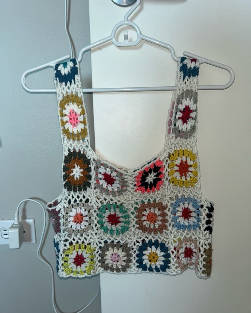 Crochet Colorful Cropped Tank Top - Image 1