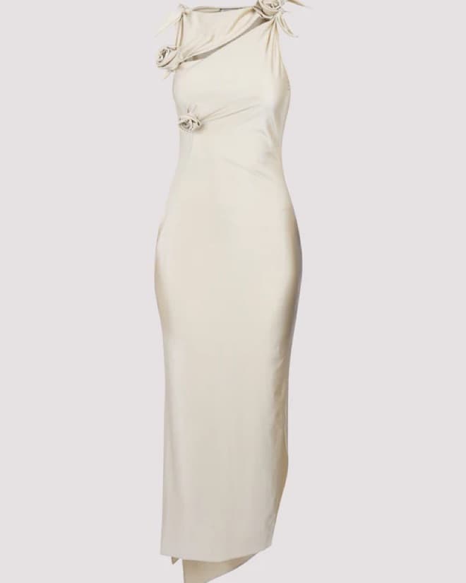 Coperni Beige Asymmetric Flower Gown - Image 2