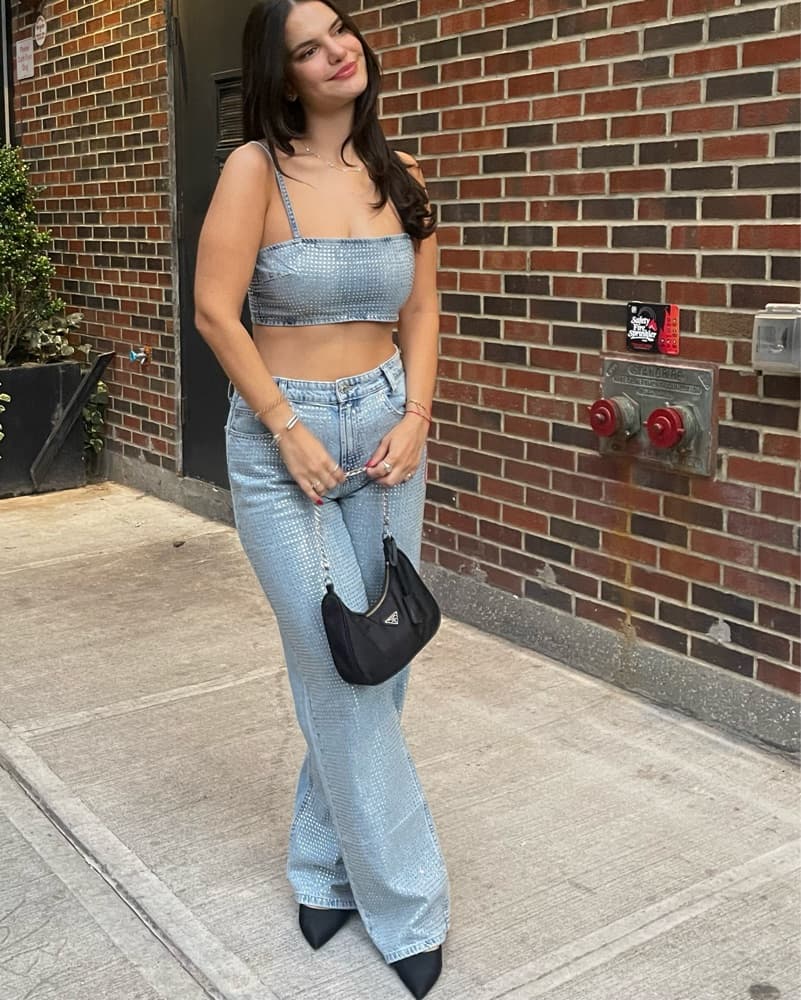 Zara Rhinestone TRF Top And Jeans  - Image 1