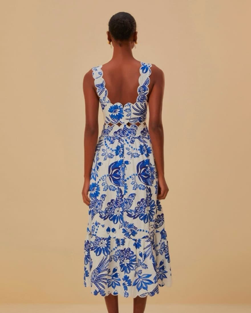 Farm Rio Blue And White Midi Dress - Image 2