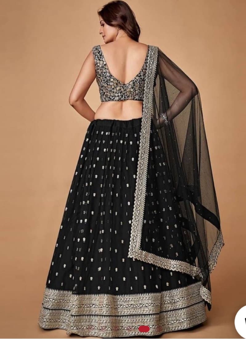 Black and Gold Lehenga Set - Image 3