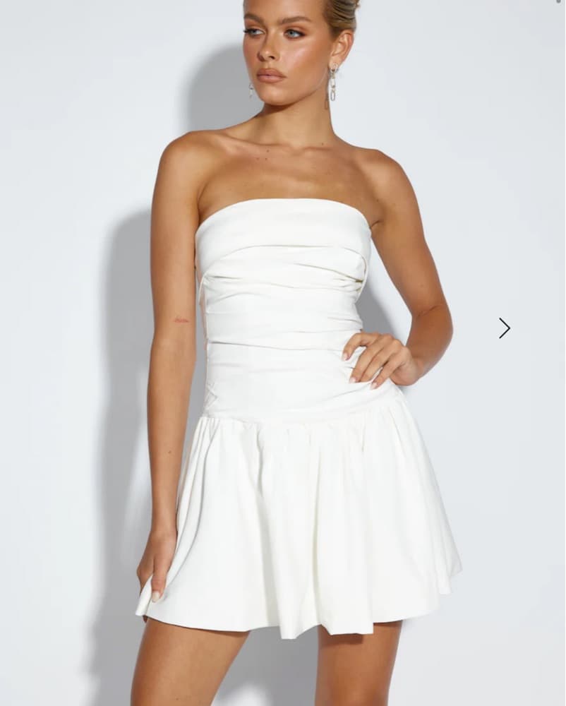 White Strapless Mini Dress - Image 1