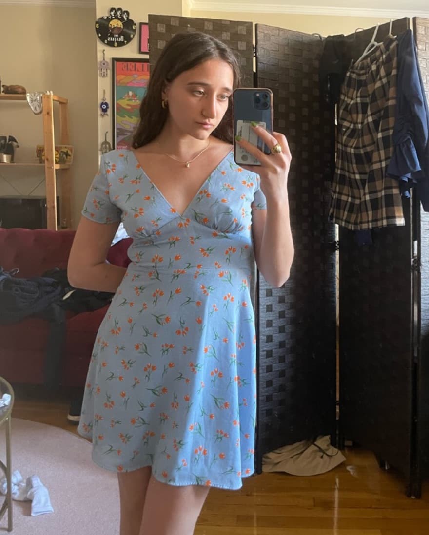 Blue Floral Baby Doll Dress  - Image 1