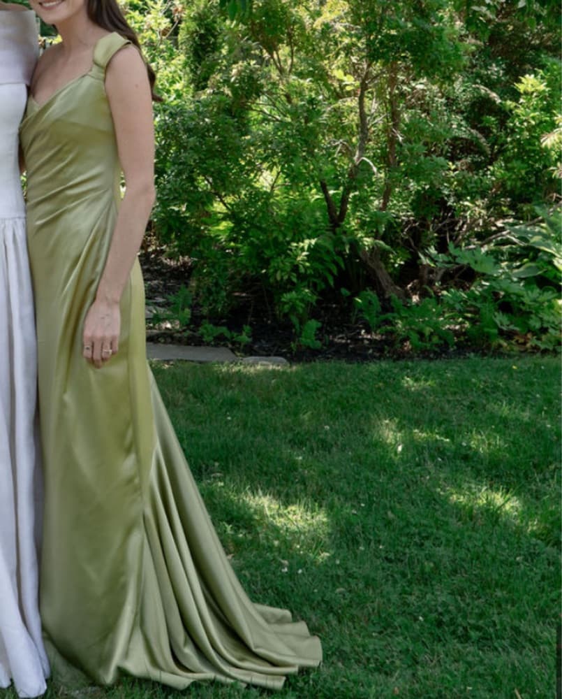 Custom Vinage Green One-Shoulder Gown - Image 2