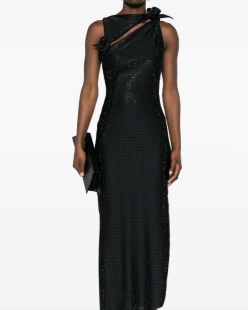 Coperni floral-appliqué rhinestone Dress - Image 4
