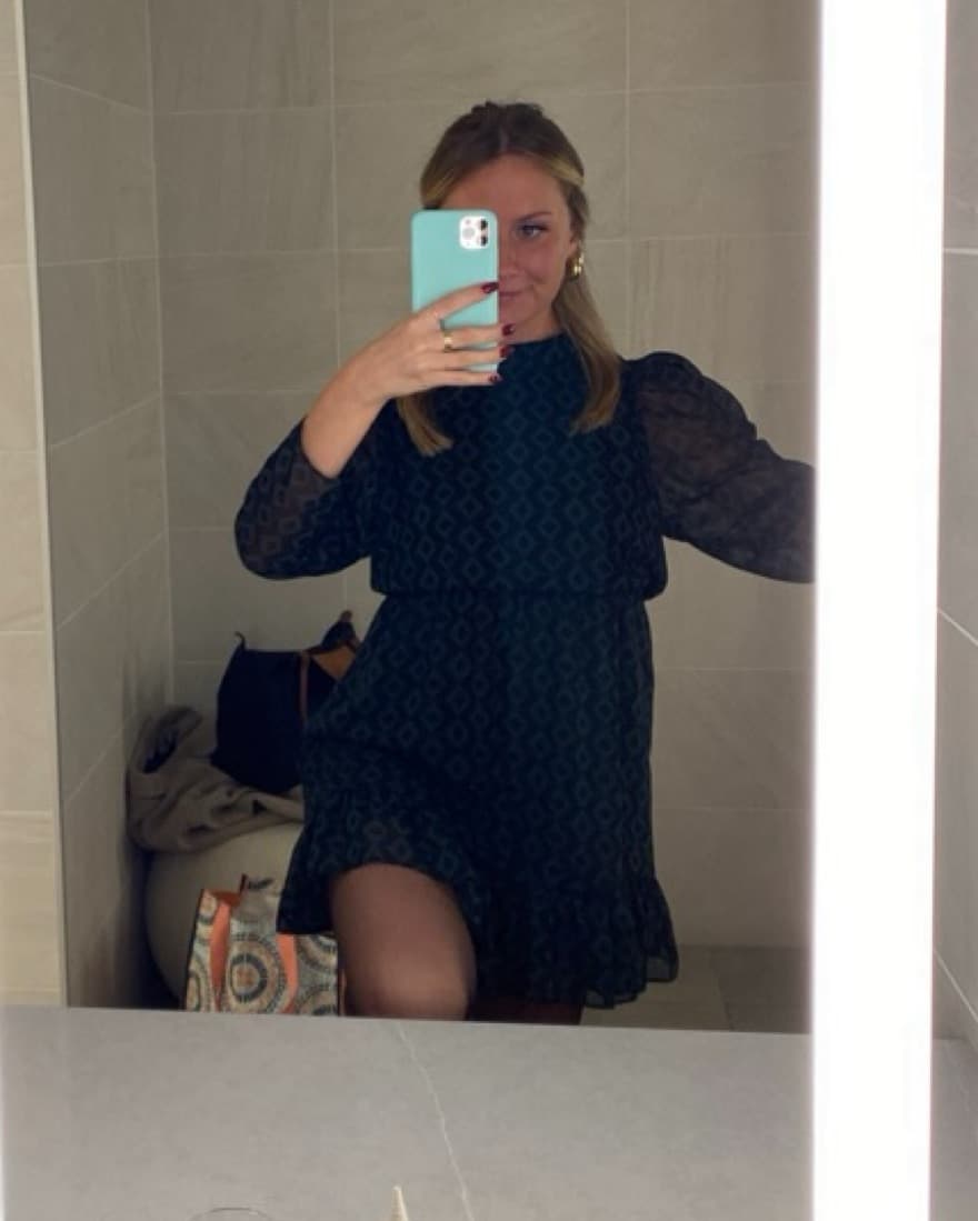 Long Sleeve Printed Holiday Dress - Image 5