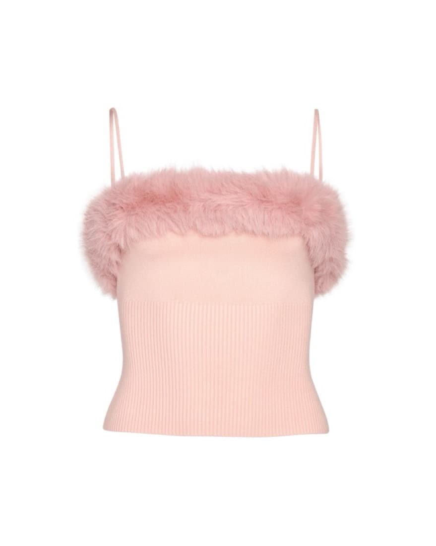 Danielle Guizio Pink Faux Fur Cami - Image 3