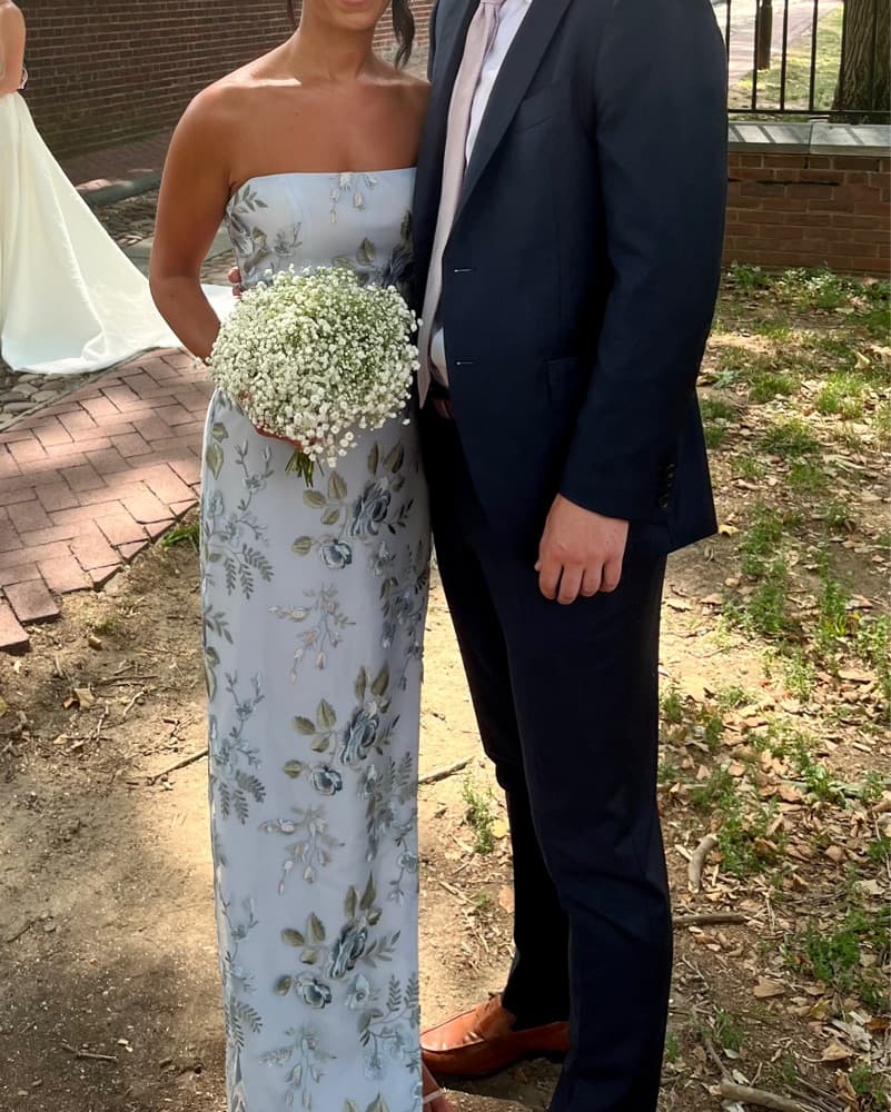 Jenny Yoo Floral Gown Dusty Blue - Image 2
